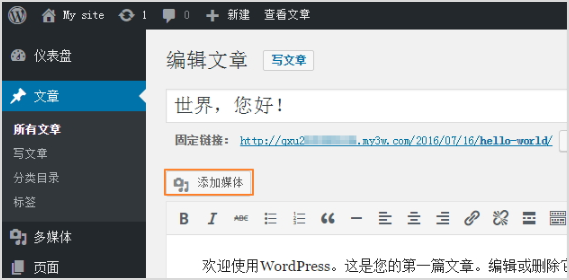 在WordPress中编辑文章时添加媒体无反应_网站访问异常_常见问题_云虚拟主机-阿里云