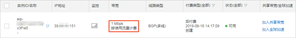 查看新增的EIP地址